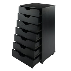 Winsome Wood Halifax 7-drawer Mobile Cabinet - Stylish Black Organizer With Easy-glide Drawers & Wheels Black Composite Wood 20792-winsome-wood
