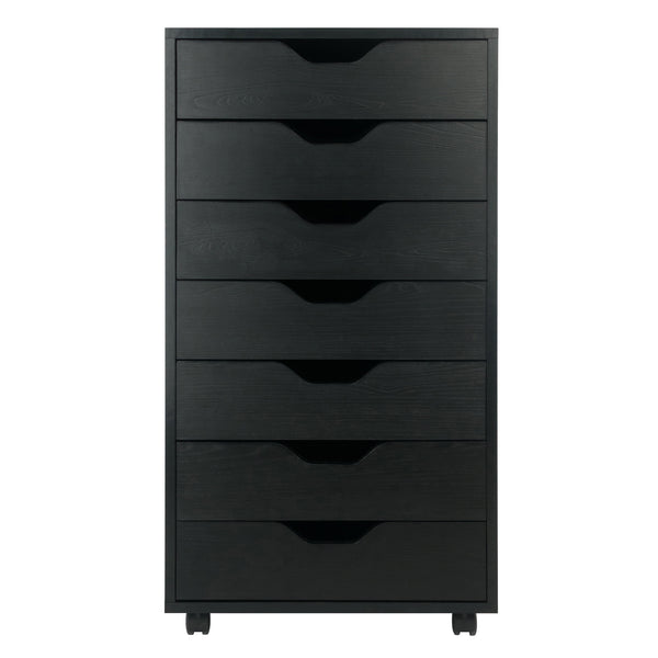 Winsome Wood Halifax 7-drawer Mobile Cabinet - Stylish Black Organizer With Easy-glide Drawers & Wheels Black Composite Wood 20792-winsome-wood
