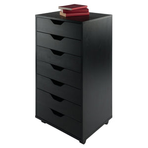 Winsome Wood Halifax 7-drawer Mobile Cabinet - Stylish Black Organizer With Easy-glide Drawers & Wheels Black Composite Wood 20792-winsome-wood