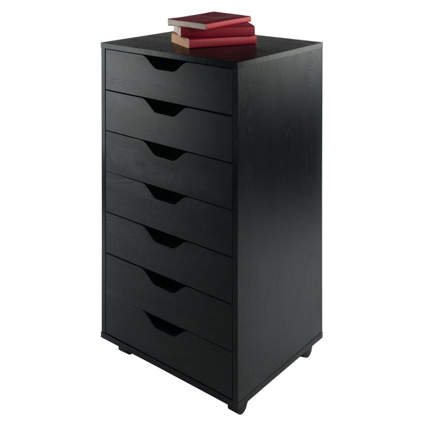 Winsome Wood Halifax 7-drawer Mobile Cabinet - Stylish Black Organizer With Easy-glide Drawers & Wheels Black Composite Wood 20792-winsome-wood