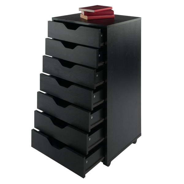 Winsome Wood Halifax 7-drawer Mobile Cabinet - Stylish Black Organizer With Easy-glide Drawers & Wheels Black Composite Wood 20792-winsome-wood