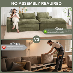 English Elm Modern Minimalist Modular Sectional Sofa - Stylish Cloud Couch With Right-Facing Chaise For Cozy Living W2959S00013