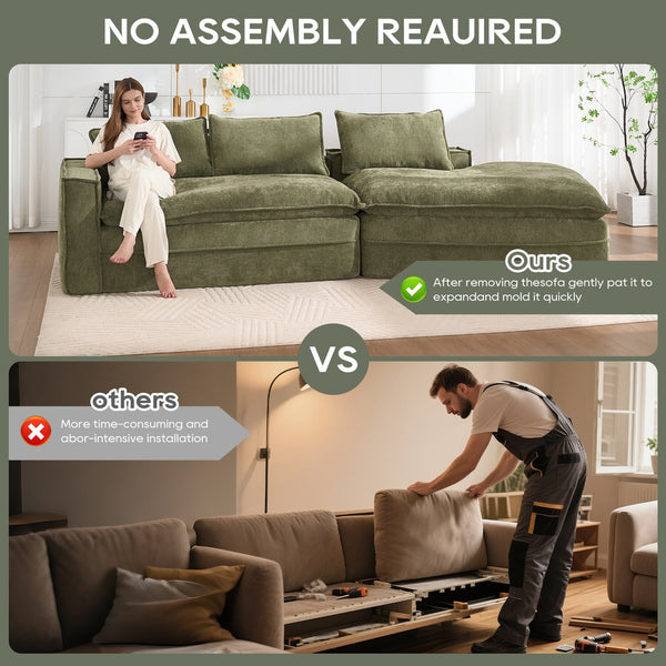 English Elm Modern Minimalist Modular Sectional Sofa - Stylish Cloud Couch With Right-Facing Chaise For Cozy Living W2959S00013