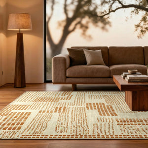 Louis de Poortere Craft Collection Zen Geometric Area Rug for Living Room Bedroom Minimalist Accent Dryed Banana 5'7 x 7'10 120052