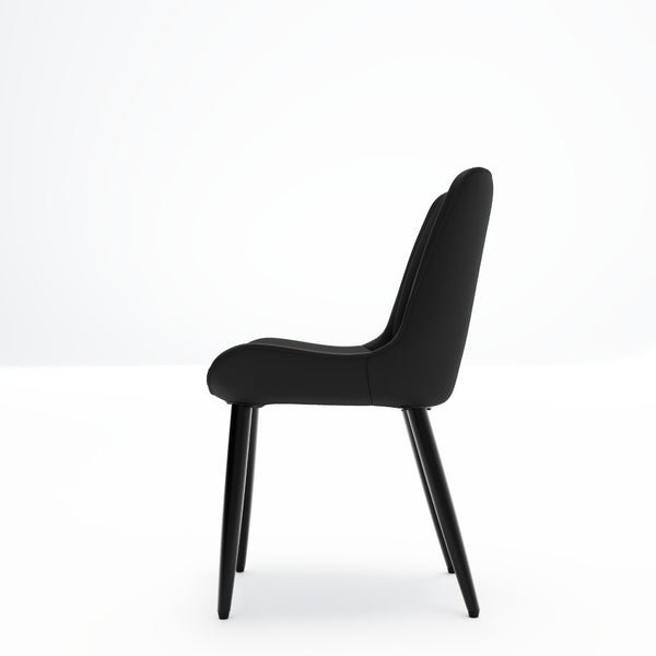 English Elm Set of 2 Armless Pu Leather Dining Chairs Cushioned Seat Brushed Metal Legs Modern Black W3316P426933