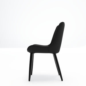 English Elm Set of 2 Armless Pu Leather Dining Chairs Cushioned Seat Brushed Metal Legs Modern Black W3316P426934