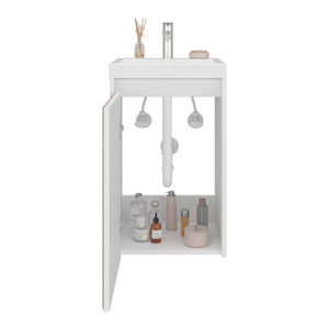 English Elm Homer Wall Mounted Bathroom Vanity with Integrated Sink and Interior Storage White B097P480477