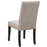 Beige Dining Chairs with Nailhead Trim - Sturdy Wood Frame, Industrial Elegance (2-Pack)