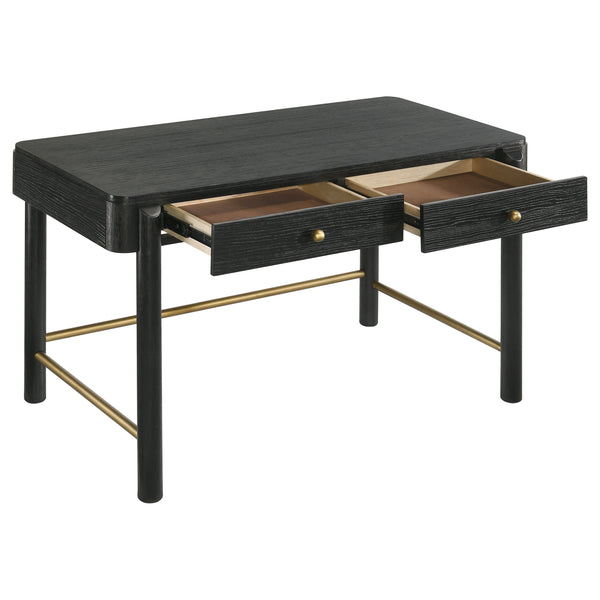 English Elm Anser Modern Coastal 2-Drawer Vanity Desk in Black with Aged Brass Hardware and Rounded Legs — Stylish Console Storage B062P299883
