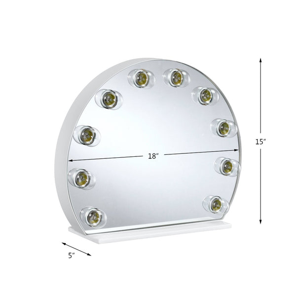 English Elm Alma Hollywood Vanity Mirror White Frame with Exposed Bulb Sockets for Bedroom Walls B2726P445768