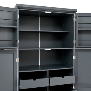 English Elm [assembly Included] Topmax Shaker Pantry Cabinet Tall Mdf Kitchen Storage with Pull-out Trays Gray SP000099AAE
