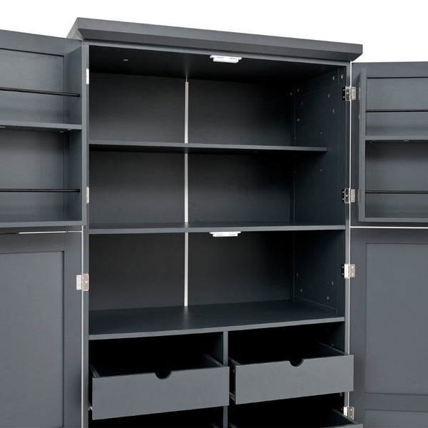 English Elm [assembly Included] Topmax Shaker Pantry Cabinet Tall Mdf Kitchen Storage with Pull-out Trays Gray SP000099AAE