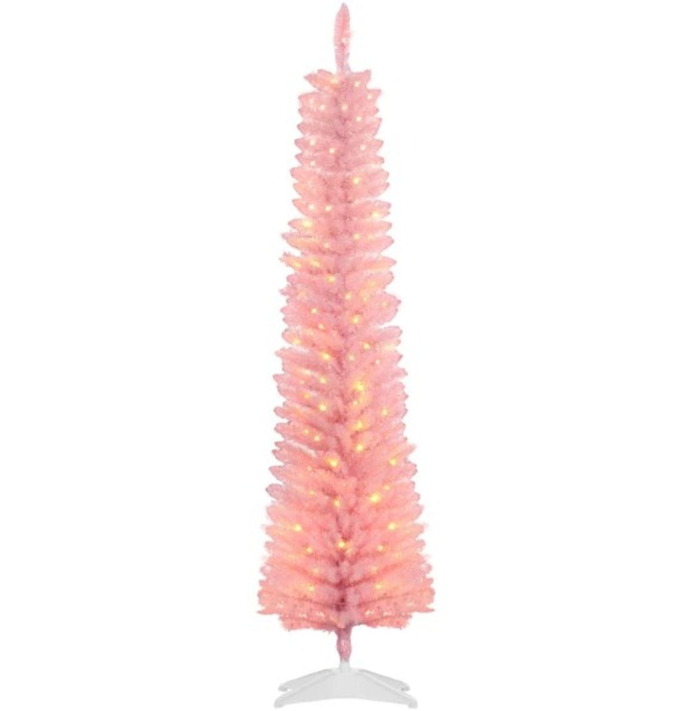 English Elm Pencil Slim Flocked Christmas Tree with Snow Dusted Branches for Entryways T3971P416747