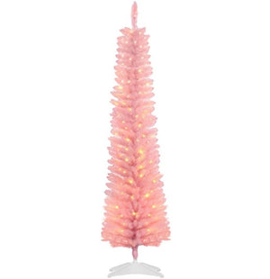 English Elm Pencil Slim Flocked Christmas Tree with Snow Dusted Branches for Entryways T3971P416747