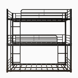English Elm Triple Triple Twin Bunk Beds Metal Frame Triple-Deck Twin Over Twin Over Twin with 2 Ladders, Full Rail Safety, Space-Saving Design W840P209935