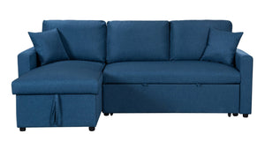 English Elm Sorrelle Linen Sleeper Sectional with Reversible Chaise and Hidden Storage Compartment Blue B2749S00039