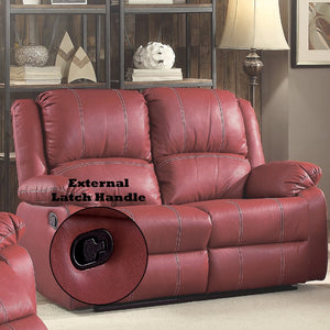 English Elm Zuriel Red Faux Leather Motion Loveseat with Pocket Coil Seats, Reclining Comfort & Pillow Arms B2726P285313