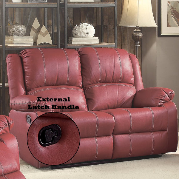 English Elm Zuriel Red Faux Leather Motion Loveseat with Pocket Coil Seats, Reclining Comfort & Pillow Arms B2726P285313