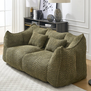 English Elm Soft Plush Foam Beanbag Chair for Two People, Square Recliner Sofa With Superfiber Comfort Embrace Olive Green W1996P252273
