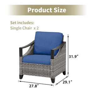 English Elm Outdoor Pe Wicker Lounge Chair Set of 2 with Deep Cushioned Seats for Patio Decks T3773P416069