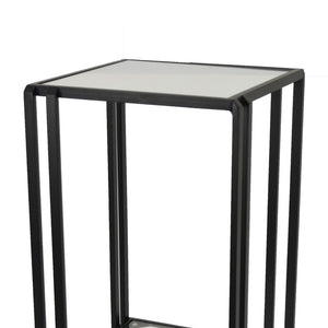 English Elm Buckley Black Metal Plant Stand with Mirrored Shelves for Glam Living Room Decor B056P416943