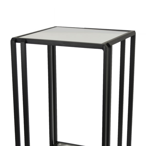 English Elm Buckley Black Metal Plant Stand with Mirrored Shelves for Glam Living Room Decor B056P416943