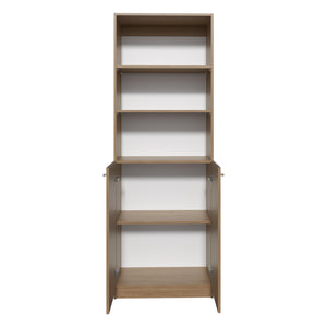 English Elm 2-Door Natural Wood Bookcase with 3 Open Shelves & Hidden Lower Storage — Sturdy, Eco-Friendly Design B097P296881
