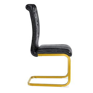 English Elm Set of 2 Glam Faux Alligator Pvc Dining Chairs with Crystal Buckle Bow Legs Black W3875P371059