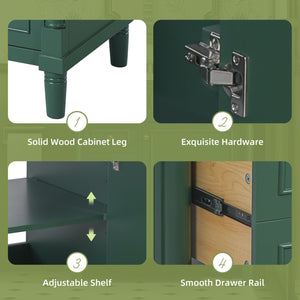 English Elm 30" Bathroom Vanity with Sink — Freestanding Modern Cabinet with Soft-Close Door, 2 Deep Drawers, Durable Basin Green N710P288938F