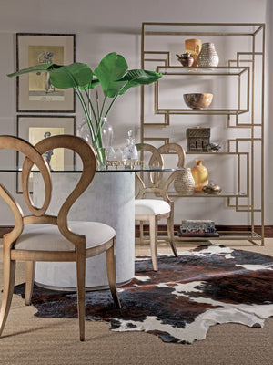 Lexington Artistica Home Melody Side Chair - Exquisite Mahogany Frame In Silver Leaf With Luxurious Linen Upholstery - Signature Design Silver Leaf Wood 2087-880-01