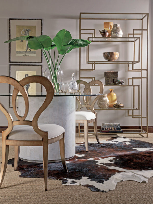 Lexington Artistica Home Melody Side Chair - Exquisite Mahogany Frame In Silver Leaf With Luxurious Linen Upholstery - Signature Design Silver Leaf Wood 2087-880-01