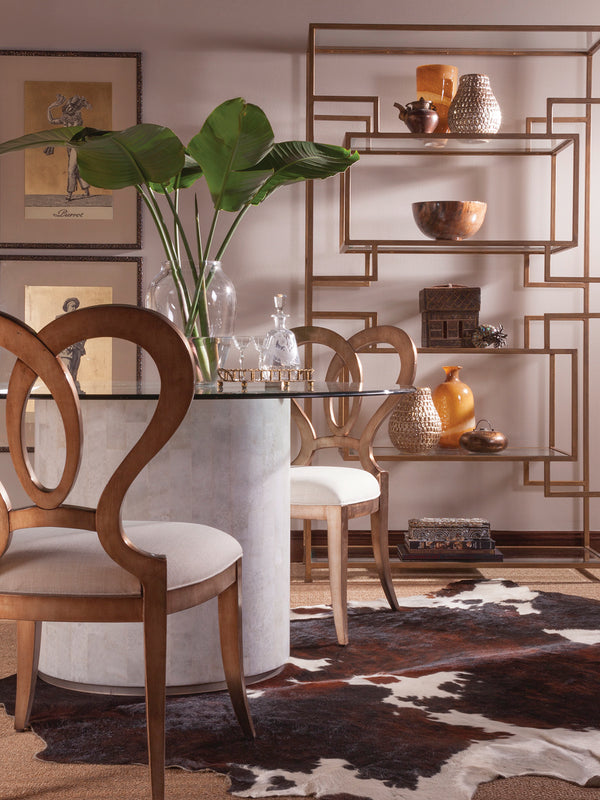 Lexington Artistica Home Melody Side Chair - Exquisite Mahogany Frame In Silver Leaf With Luxurious Linen Upholstery - Signature Design Silver Leaf Wood 2087-880-01