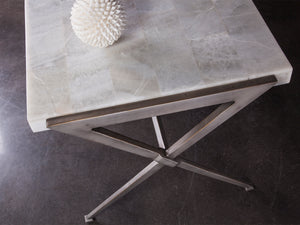 Lexington Artistica Home Greta Elegant Rectangular Cocktail Table With Hand-forged Iron Base And Unique Onyx Top Finish Gray Wood 2080-945