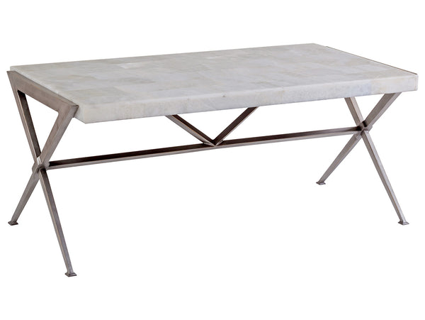 Lexington Artistica Home Greta Elegant Rectangular Cocktail Table With Hand-forged Iron Base And Unique Onyx Top Finish Gray Wood 2080-945
