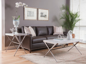 Lexington Artistica Home Greta Rectangular End Table - Hand Forged Iron Base With Stunning Veneered Onyx Top For Unique Style Gray Wood 2080-955