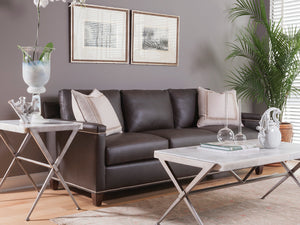 Lexington Artistica Home Greta Rectangular End Table - Hand Forged Iron Base With Stunning Veneered Onyx Top For Unique Style Gray Wood 2080-955