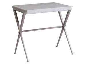 Lexington Artistica Home Greta Rectangular End Table - Hand Forged Iron Base With Stunning Veneered Onyx Top For Unique Style Gray Wood 2080-955