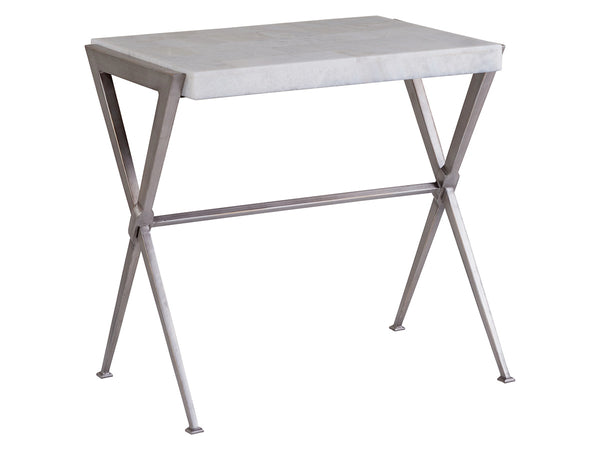 Lexington Artistica Home Greta Rectangular End Table - Hand Forged Iron Base With Stunning Veneered Onyx Top For Unique Style Gray Wood 2080-955