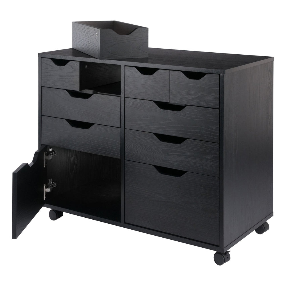 Winsome Wood Halifax Multi-storage Mobile Cabinet With Wheels – Versatile Organizer For Home, Office & Crafts Black Composite Wood 20804-winsome-wood