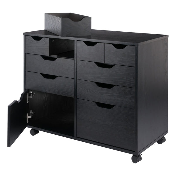 Winsome Wood Halifax Multi-storage Mobile Cabinet With Wheels – Versatile Organizer For Home, Office & Crafts Black Composite Wood 20804-winsome-wood
