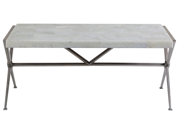 Lexington Artistica Home Greta Elegant Rectangular Cocktail Table With Hand-forged Iron Base And Unique Onyx Top Finish Gray Wood 2080-945