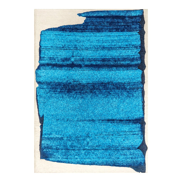Louis de Poortere Craft Collection Brush Stroke Abstract Area Rug Bold Linework for Modern Living Spaces Diva Blue 2'7 x 4'11 120274
