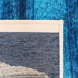 Louis de Poortere Craft Collection Brush Stroke Abstract Area Rug Bold Linework for Modern Living Spaces Diva Blue 2'7 x 4'11 120274