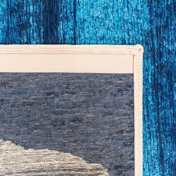 Louis de Poortere Craft Collection Brush Stroke Abstract Area Rug Bold Linework for Modern Living Spaces Diva Blue 2'7 x 4'11 120274