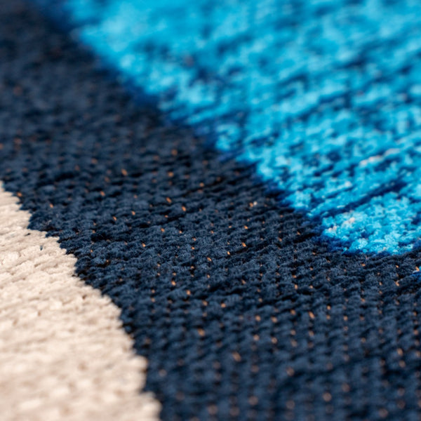 Louis de Poortere Craft Collection Brush Stroke Abstract Area Rug Bold Linework for Modern Living Spaces Diva Blue 2'7 x 4'11 120274