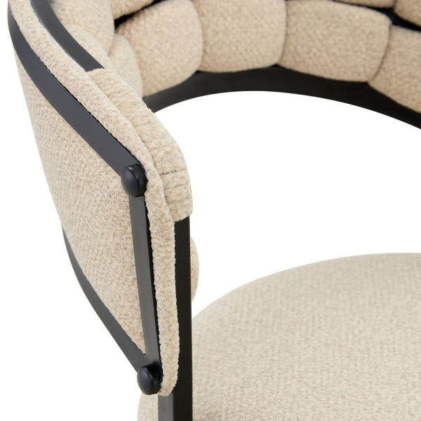 English Elm Set of 2 Chenille Tufted Dining Chairs with Metal Legs Modern Kitchen Seating Beige,Black W3875P370853