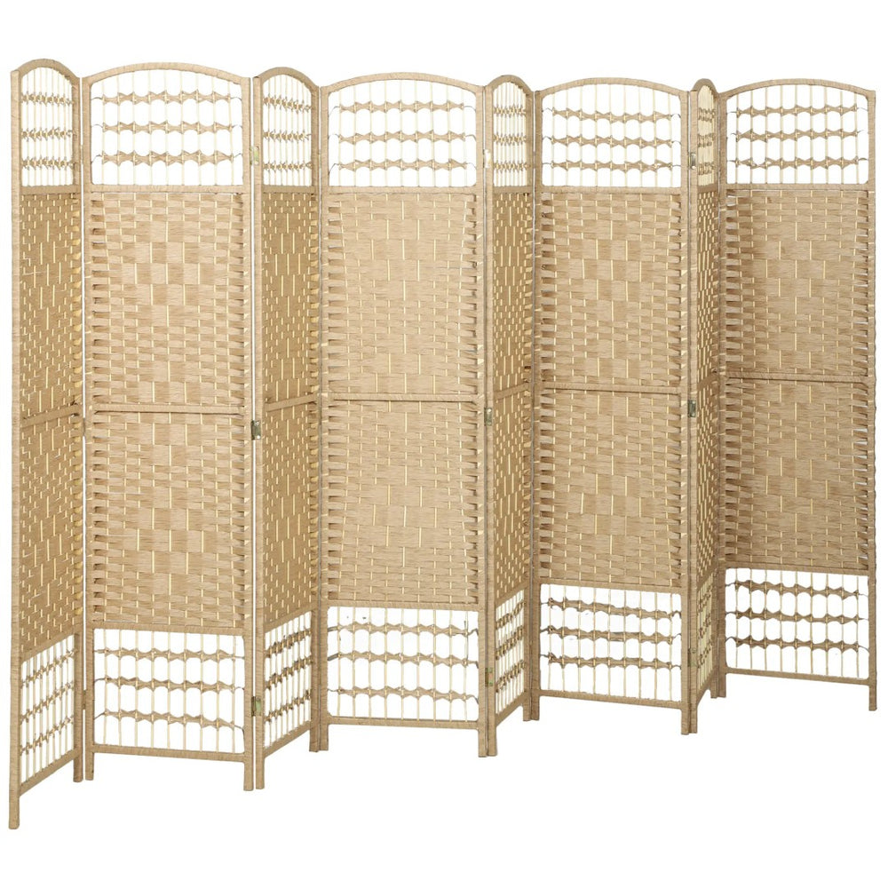 English Elm 8 Panel Bamboo Paper Rope Woven Folding Divider Arched Pine Frame Studio Privacy T3971P405220