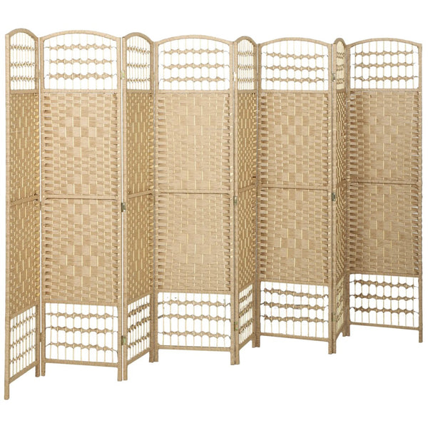 English Elm 8 Panel Bamboo Paper Rope Woven Folding Divider Arched Pine Frame Studio Privacy T3971P405220