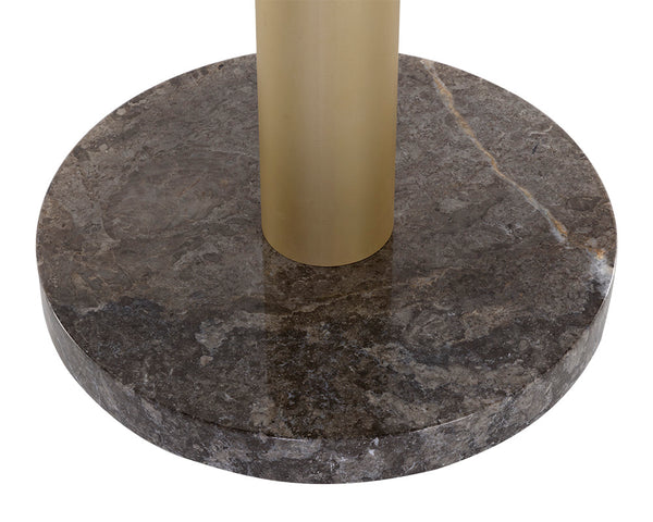 Sunpan Monaco Bar Table – Chic Grey Marble Top with Brushed Gold Base, Perfect for Modern Dining Spaces