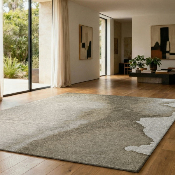 Louis de Poortere Meditation Collection Abstract Ink Blot Area Rug Coastal Teal for Serene Living Spaces Beach 2'7 x 4'11 120288